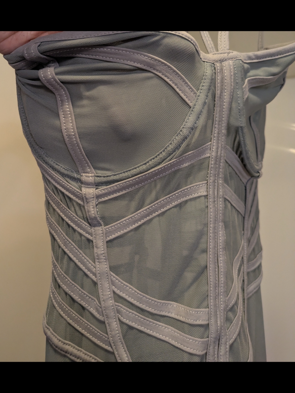 Dollskill Darker Wavs Pitch Mesh Midi Dress - Gray - Picture 5 of 7